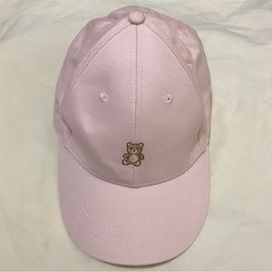 Pink Cap with Teddy Bear Embroidery